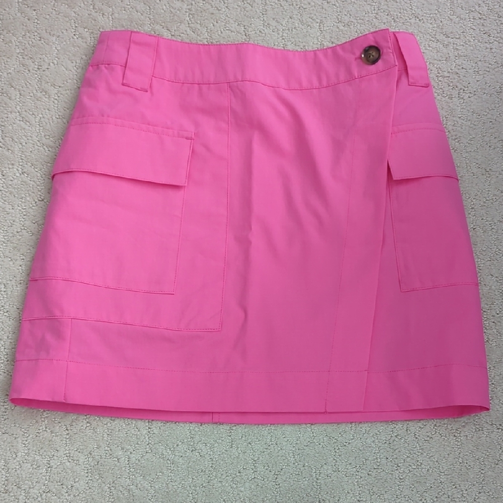 Bright Pink Mini Skirt with Button Detail